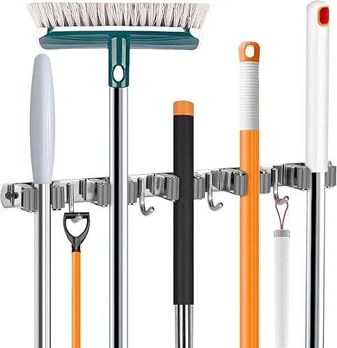 para Soporte pared escoba organizador colgador ganchos metalico hogar cocina Jardin