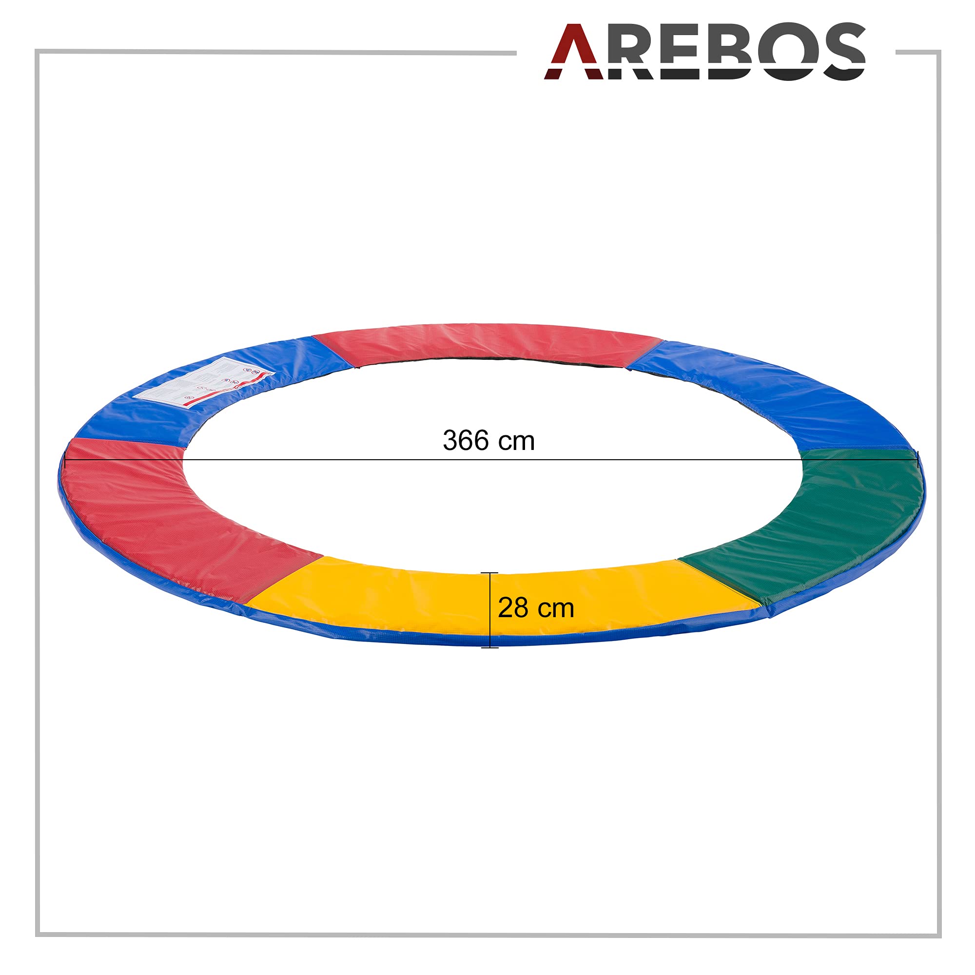 Arebos Cubierta para Borde de Cama elástica | 100% Resistente a los Rayos UV | Protección de Bordes Resistente a los Desgarros | 366 cm