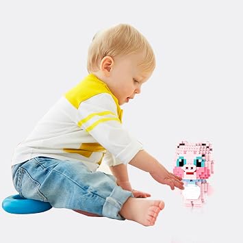 Larcele Micro Building Blocks Animal Set, DIY Mini 3D Building Toy Bricks,1042 Pieces KLJM-10 (Pig)