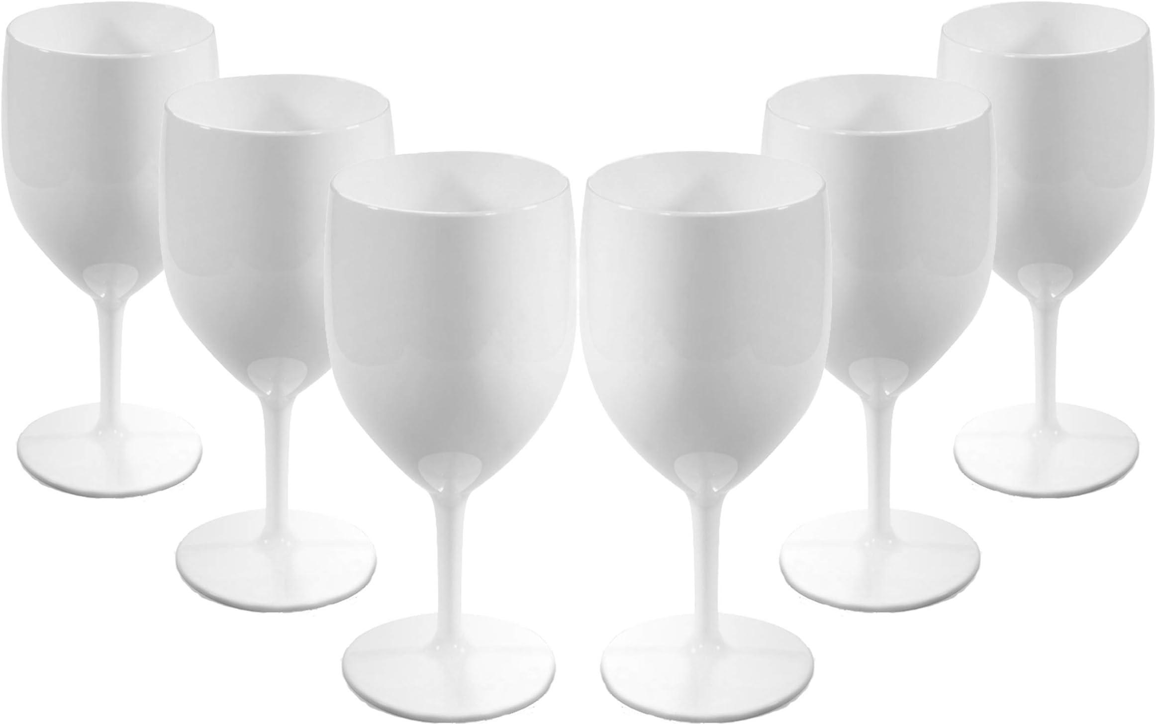 Virtually Glass Elite Premium Unbreakable Reusable Polycarbonate Plastic Large White Wine Glasses Set (310ml to Rim Height 18.8cm, Max Diameter 8.1cm) Made in UK (6)