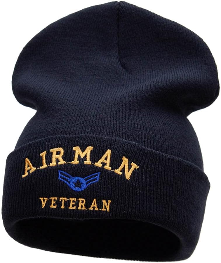 e4Hats.com Airman Retired Embroidered Long Knitted Beanie