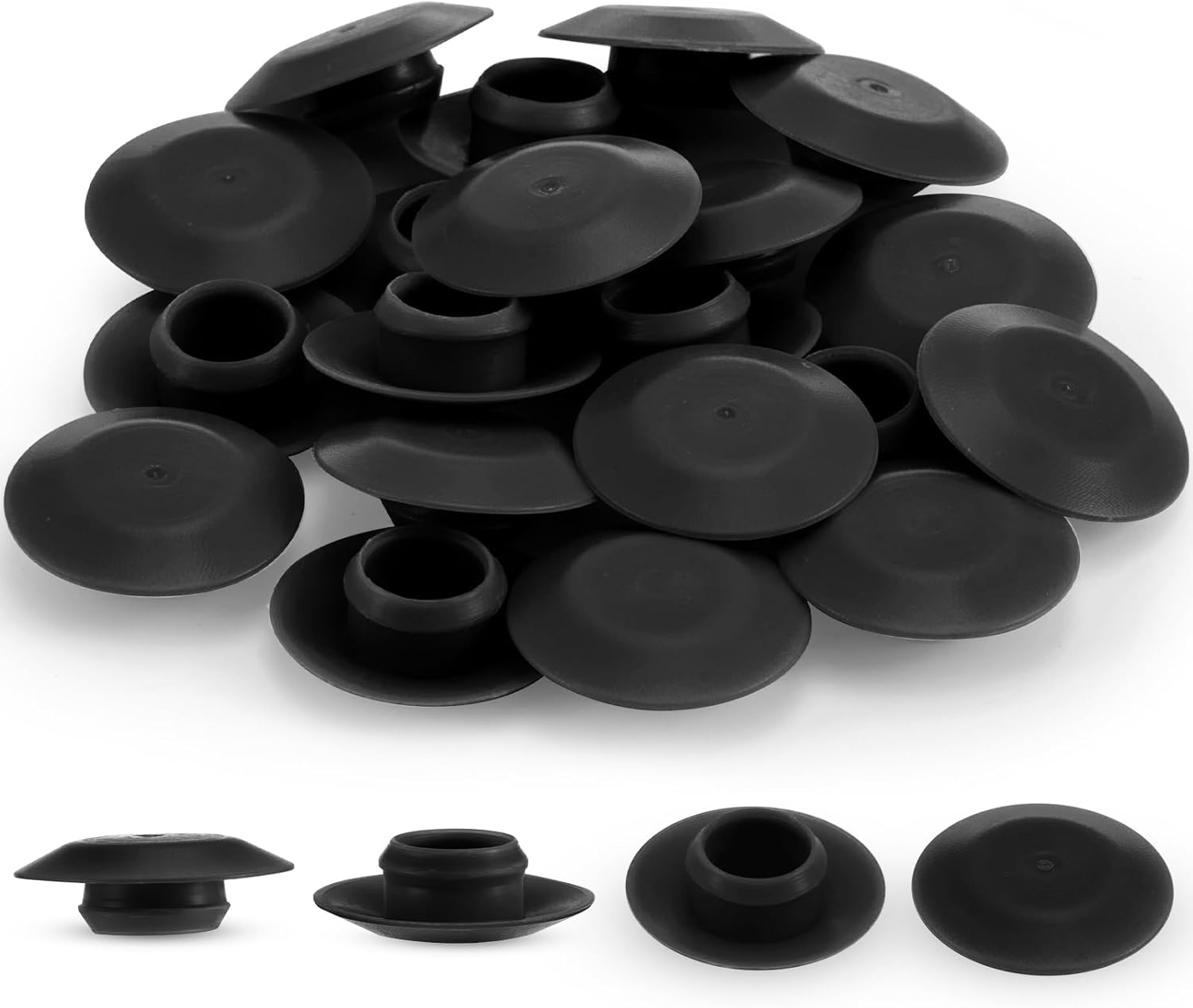 Pelopy 20 Pcs Door Threshold Screw Covers Adjustable Door Sill Cap Plugs to Conceal Screw Holes Heads for Most Standard Thresholds, for 3/8 inches Hole (Black)