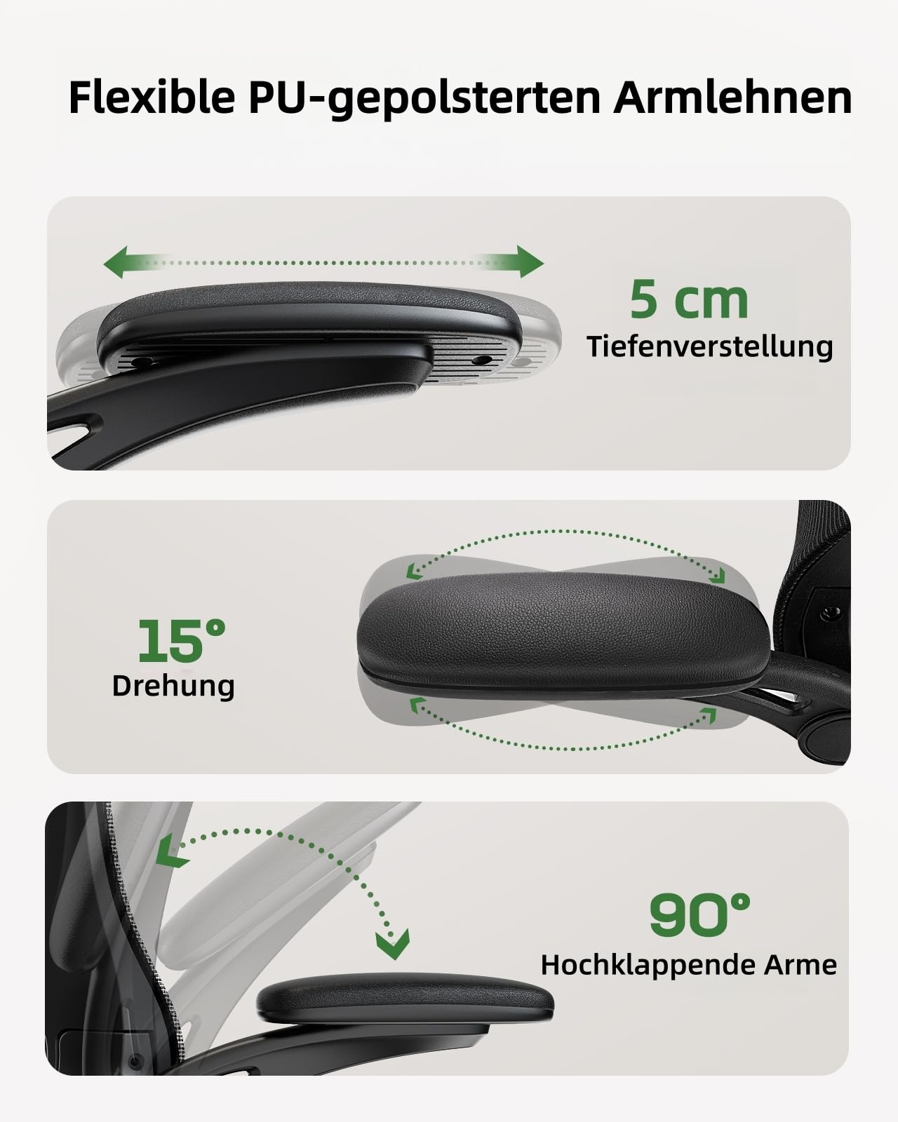 Marsail Bürostuhl Ergonomisch Schreibtischstuhl hat Verstellbarer Lordosenstütze Kopfstütze und Armlehne Höhenverstellung und Wippfunktion, Schwarz