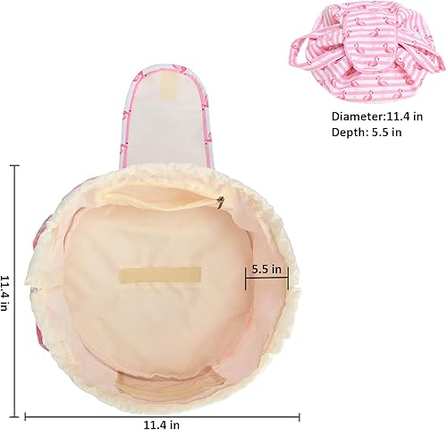 Miniatura 5 de Bolsa de maquillaje grande con cordón de barril para mujer, bolsa organizadora de maquillaje portátil para el cuidado de la piel y artículos de