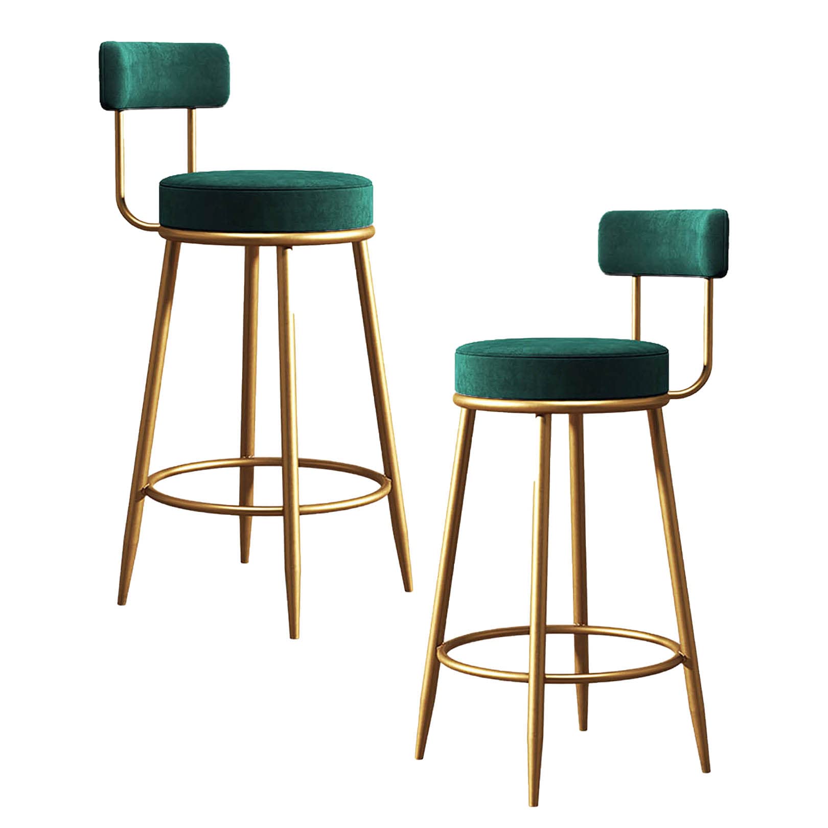 Chaise de bar en velours au design raffiné, lot de 2 tabourets rembourrés haute de pub