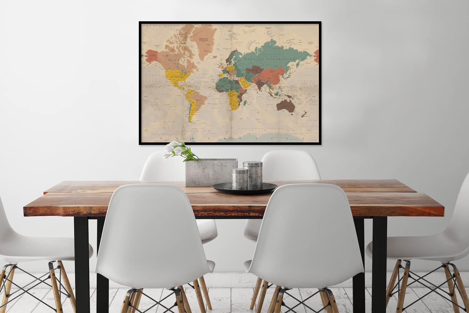 Poster Bilder Wanddeko Deko Wohnzimmer 90x60 cm Weltkarte - Vintage - Atlas - Kind - Kind - Mädchen