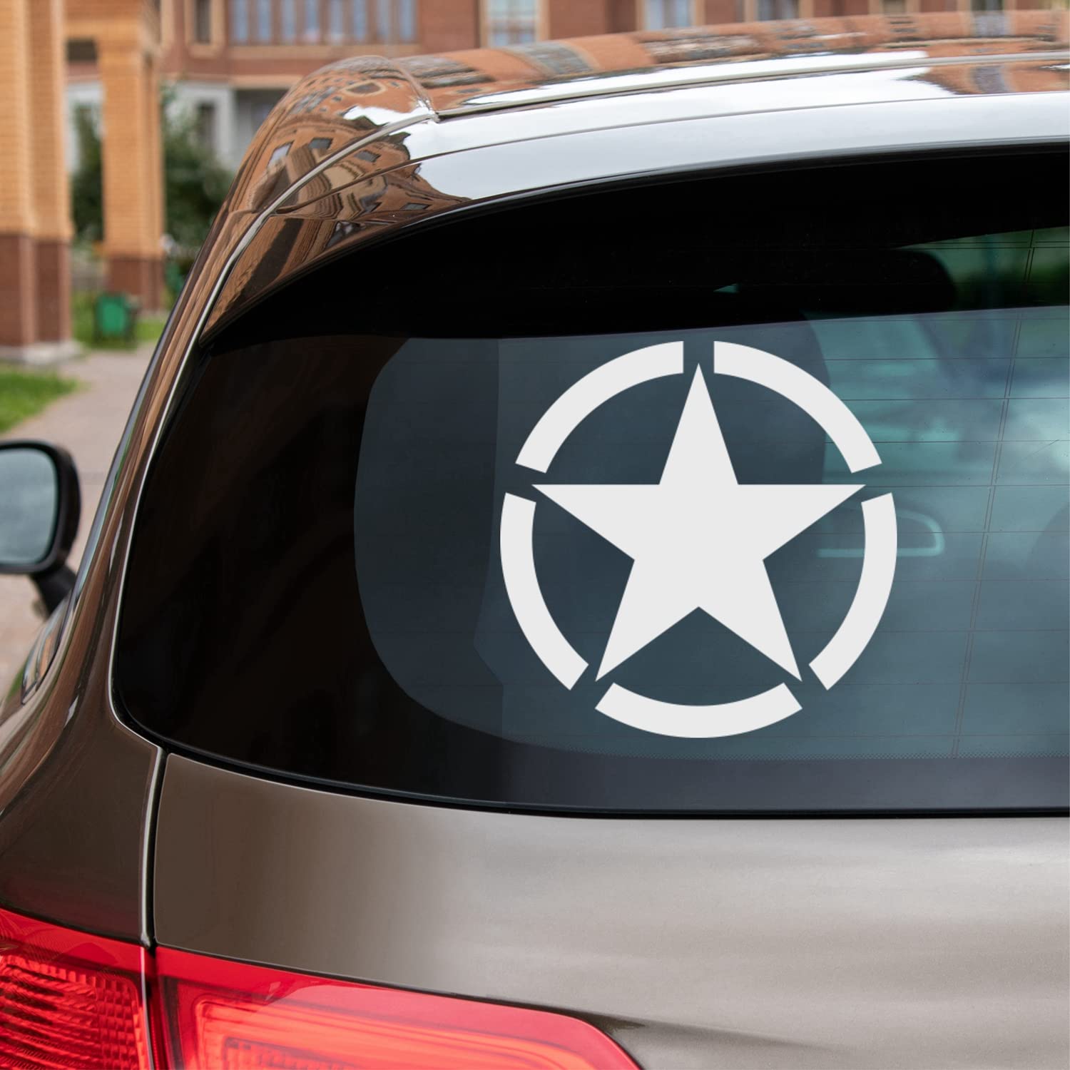 Reflective White Army Star WW2 Decal Sticker Vinyl for Car Boat Laptop Choose Size (16'' x 16" (40.6cm x 40.6cm), Reflective White)