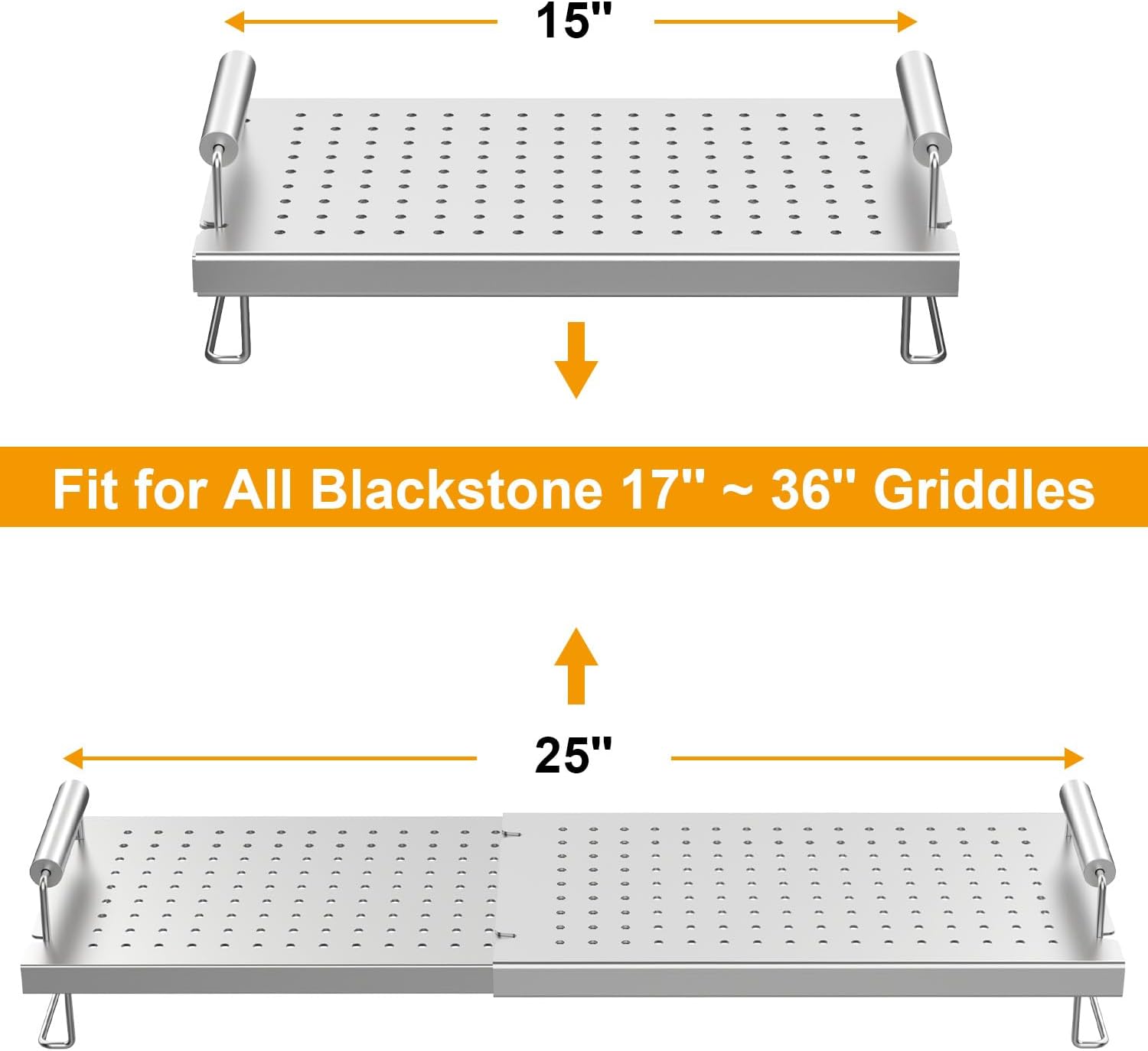BBQ Future Adjustable Griddle Warming Rack for Blackstone 17 22 28 36 Inch Griddle, Stainless Steel Grill Warming Rack for Weber Charbroil Camp Chef and Most Tabletop Griddle with Griddle Regulator