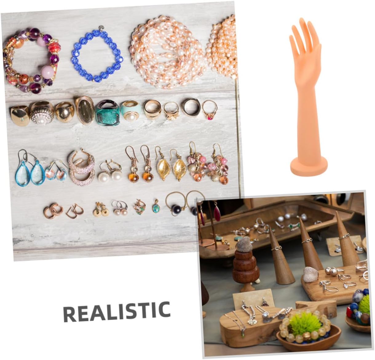 Ciieeo 2pcs Female Mannequin Hand Model Jewelry Display Holder with Matte Skin Tone PVC, Long Hand Prop for Wedding, Bracelet and Ring Showcase, Countertop Decoration