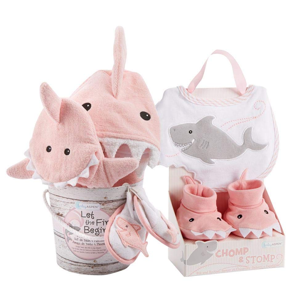 Amazon Com Baby Aspen Shark Baby 7 Piece Gift Set Bundle Girl Pink Baby