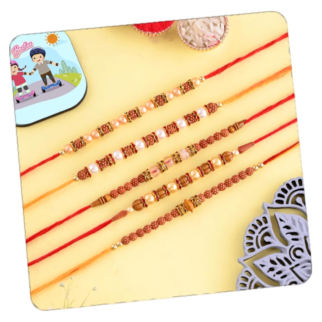 CraftVatika Rakhi Set of 5 Rakhi Gift Combo for Brother Boy Men Kids, Rakhi with Magnet Gift, Dora Rakhi Set of 5, Fridge Magnet for Door Decor-image-44