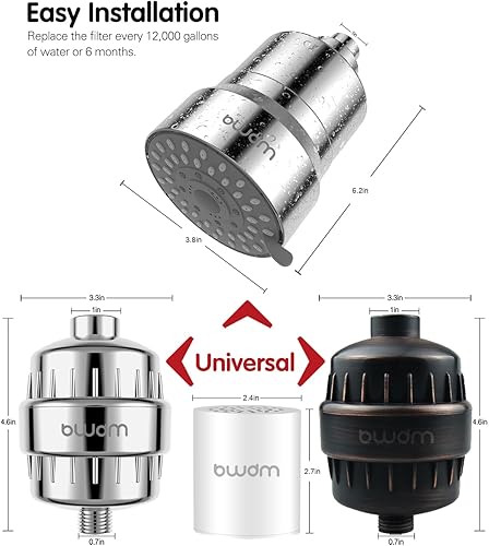 Miniatura 7 de Cartucho de Filtro de Ducha Multietapa de Fórmula Mejorada, Cartucho de filtro de repuesto universal de alto rendimiento, Elimina Cloro, Metales
