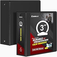 Vista 18 de COMIX Carpeta resistente de 3 anillos de 1 pulgada con cubierta transparente, carpeta de anillos redondos de 1 pulgada, sin PVC, 0.094 in de grosor