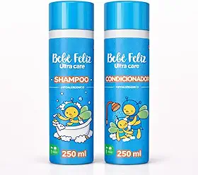 Kit Shampoo e Condicionador Bebê 250ml Hipoalergênico pH Neutro Aloe Vera Pele Sensível Dermatologicamente Testado Sem Álcool para Bebês e Crianças