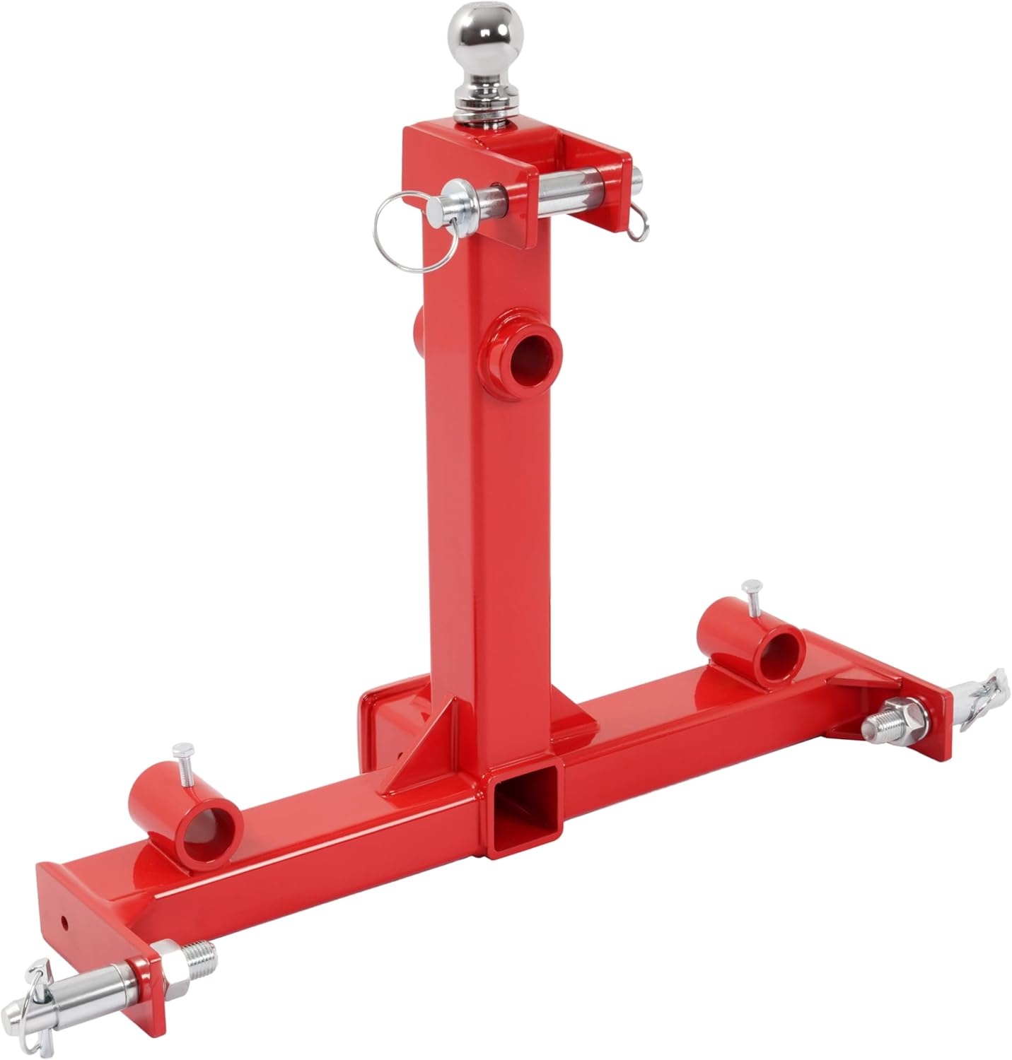 3 Point Hitch Attachment Compatible with All Category 1 Tractors W/2" Receiver, 1-7/8" Gooseneck Ball Drawbar Hay Quick Hitch Adapter Tractor Towing Hitch Receiver 3000 LBS-Red