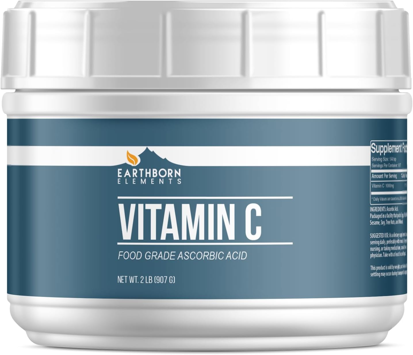 Earthborn Elements Vitamin C Powder (2 lb), Ascorbic Acid, Supplement & Cleaner