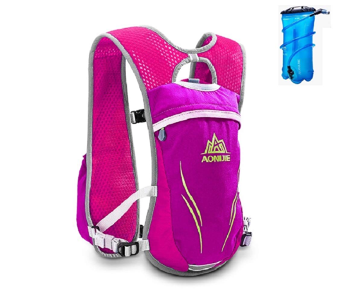 AONIJIE Mochila de hidratación de 5,5 l para correr en maratón, ciclismo al aire libre, escalada, cartera móvil con bolsa de agua de 2L/350ml