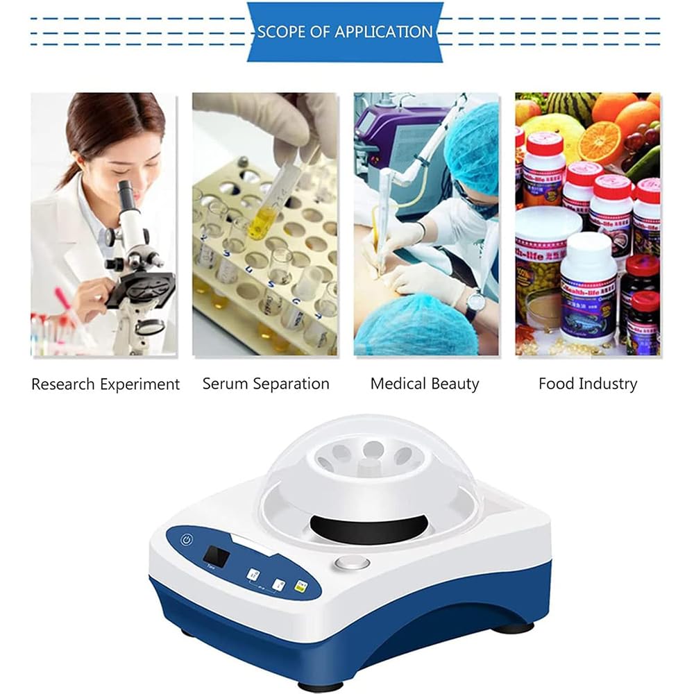 Wirówka o dużej prędkości, mini wirówka laboratoryjna 6000 obr./min z 8 otworami, separator surowicy, czas 1-99 min lub tryb ciągły do PCR i rur wirówkowych