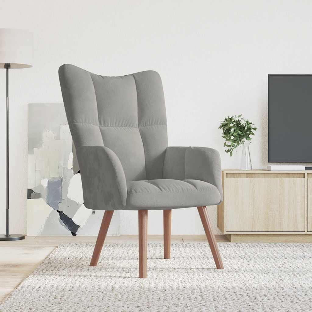 vidaXL Sedia Relax Grigio Chiaro in Velluto