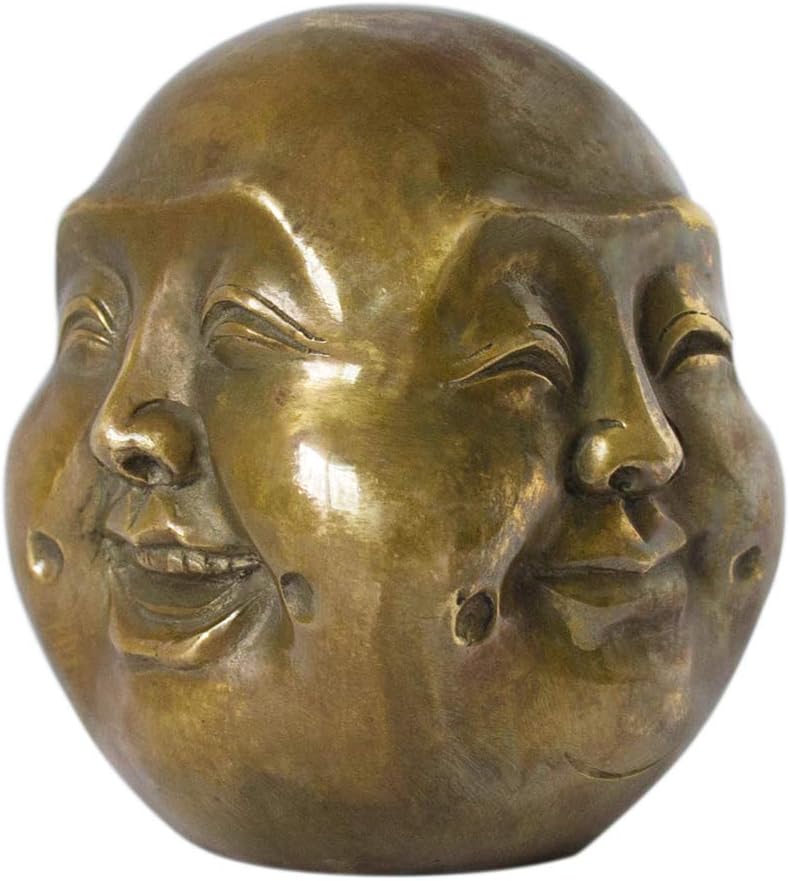 Buddha Head Statue Four Faces Pleasure Anger Sorrow Joy Brass Home Decor Lucky Gift