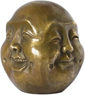 Addune Buddha Head Statue Four Faces Pleasure Anger Sorrow Joy Brass Home Decor Lucky Gift