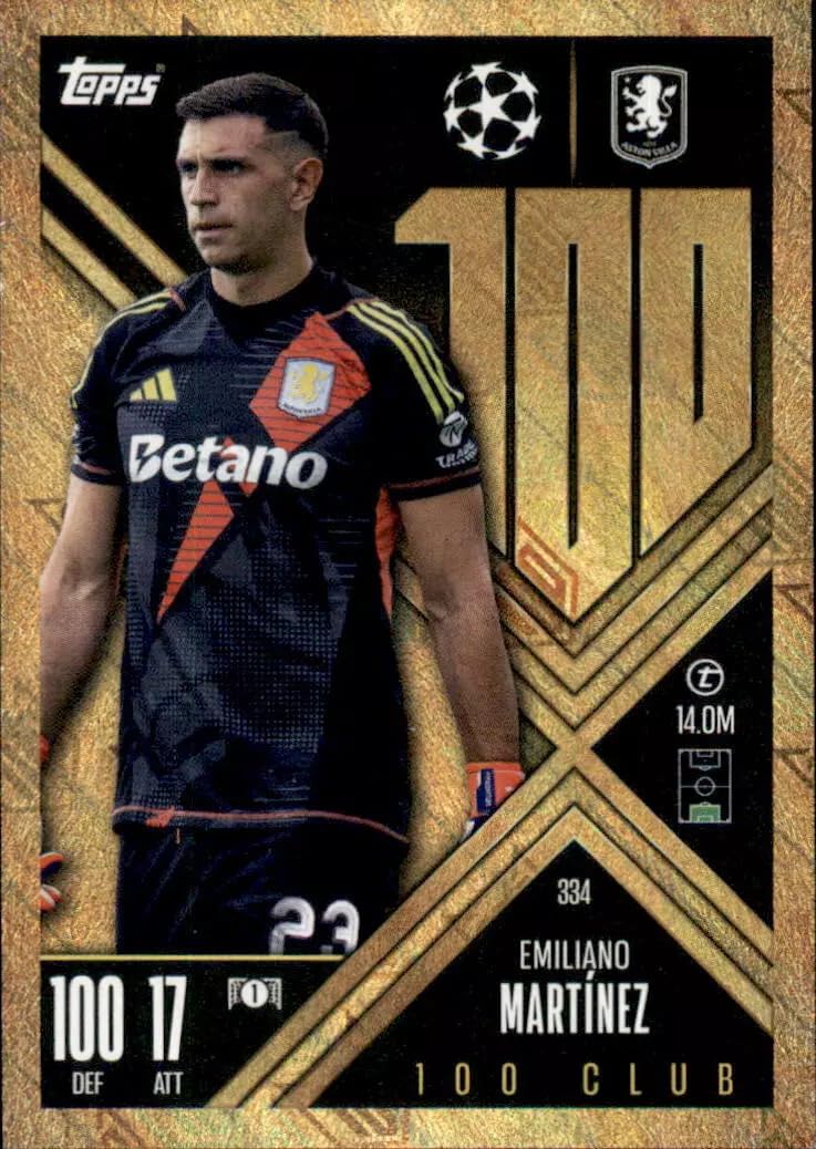 Match Attax Extra 2024 2025 Emiliano Martinez 100 Club Trading Card