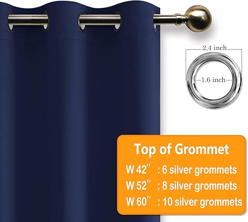 Miniatura 6 de Hiasan - Cortinas opacas de 60 x 84pulgadas de largo, aislamiento térmico y bloqueo de luz, para dormitorio o sala de estar, 2paneles con alzapaños