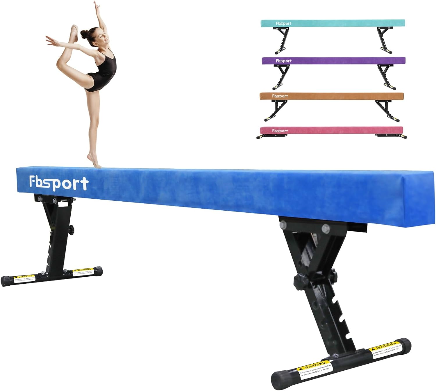 FBSPORT 8ft Adjustable Balance Beam: High and Low Floor Beam Gymnastics Equipment for Kids/Adults,Gymnastics Beam for Training,Practice, Physical Therapy and Professional Home Training with Legs