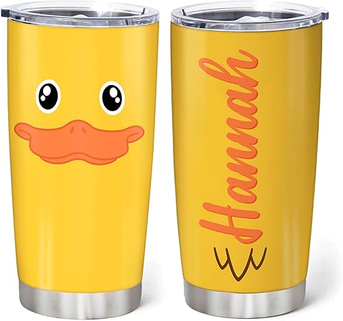 Hyturtle Vaso personalizado de pato de 20 onzas y 30 onzas con tapa, regalo para mujeres, niñas, hijas, hermanas, amantes de los animales, Navidad,
