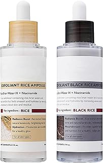 Peel Shot Glow Rice Ampoule Duo,Rice Exfoliating Ampoule Set,Black and White Rice Peeling Ampoule, Soft Rice Exfoliating F...