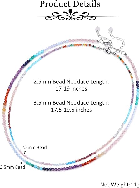 JSDDE Ensemble Colliers Perles Colorées en Pierres Naturelles Femme Fille 3mm Boheme Colliers Fines Couleur Perles Rondes Facettes Pierres et Cristaux Précieuse Parure Bijoux Empilables Porte Bonheur - 5