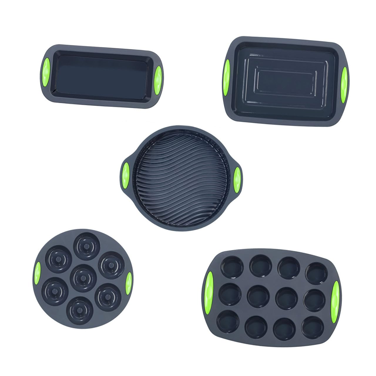Molde de Silicona para Pastel 5 Piezas, Resistente a Temperaturas 40℃ a 240℃, Color Gris, Herramienta Práctica para Hornear DIY en Horno y Refrigerador, Utensilios Repostería