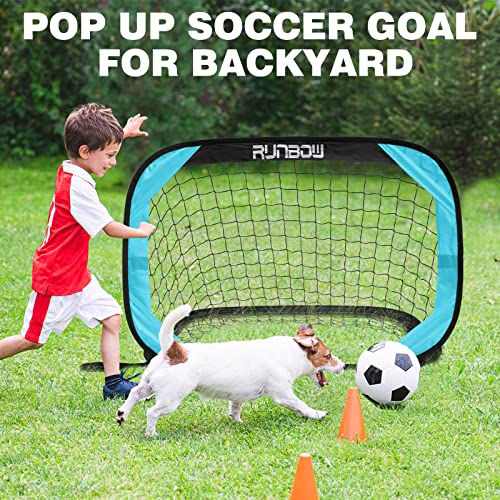 Runbow 3.3X2.2Ft Pop Up Portable Soccer Goal For Kids Children's Soccer Net Outdoor Fun In Backyard And Beach（3.3X2.2Ft, Sky Blue，1 Pack） #TOP7