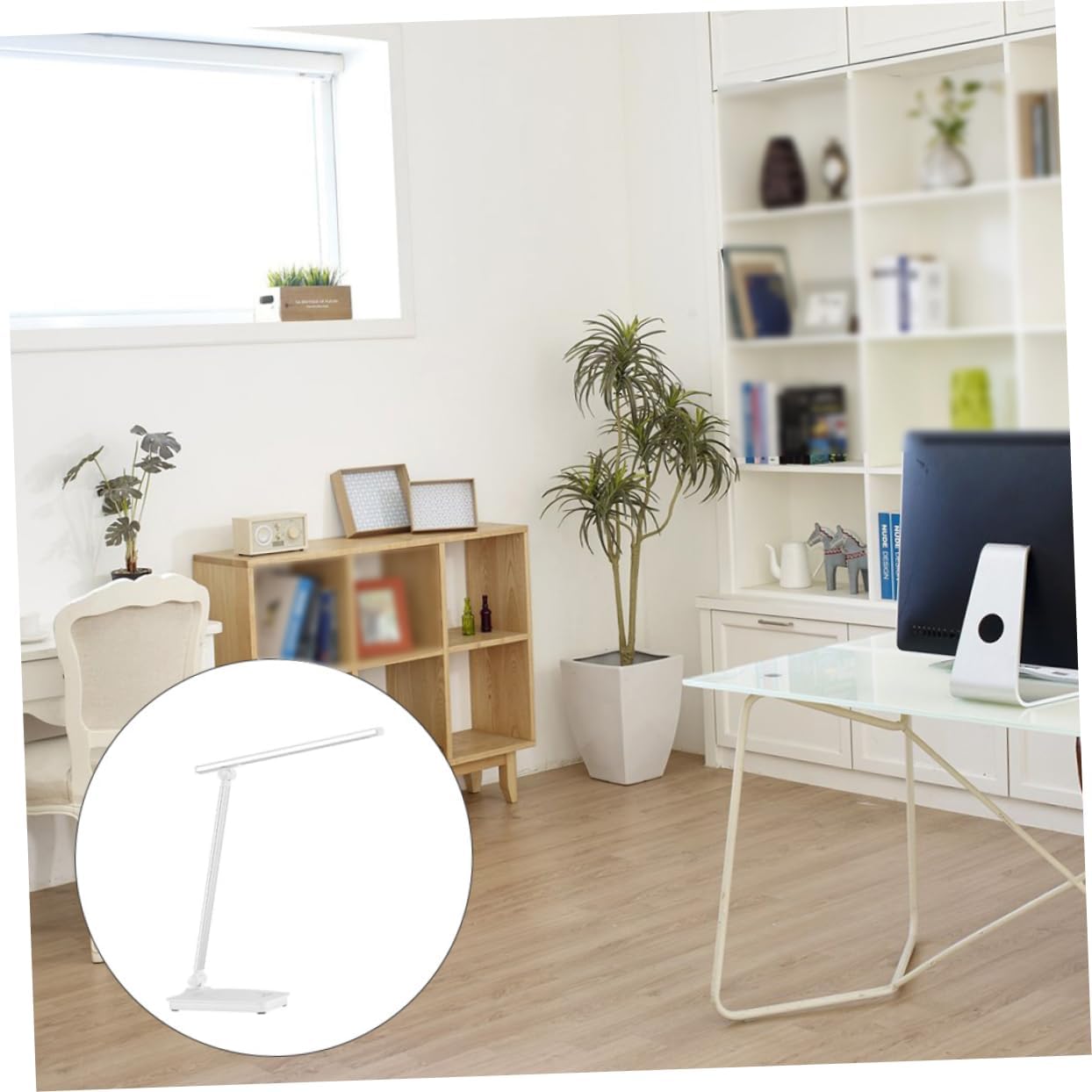 jojofuny USB Rechargeable Dimmable Led Desk Lamp Flexible Eye-Caring Light Color Temperature Compact Design for Home Office Bedroom and Reading Silver Finish