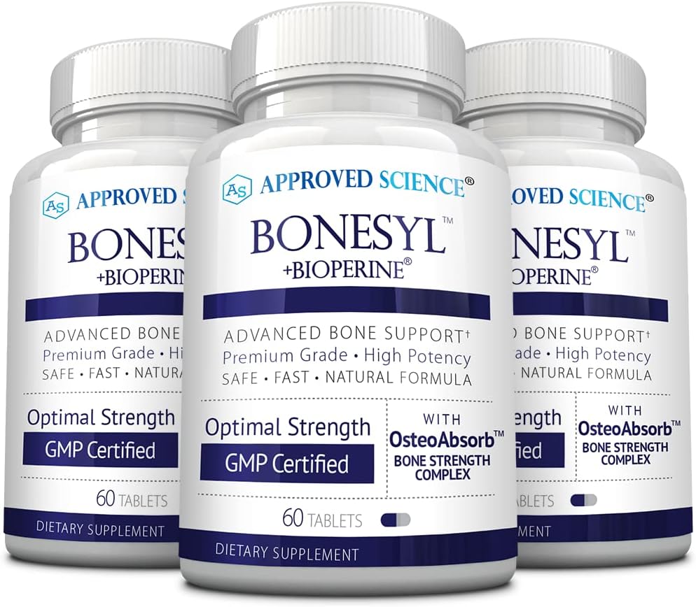 Approved Science Bonesyl - Strengthen Bones, Limit Bone Density Loss - Maintain Overall Bone Health - K2, BioPerine, and Magnesium - 180 Tablets - Vegan - Made in USA
