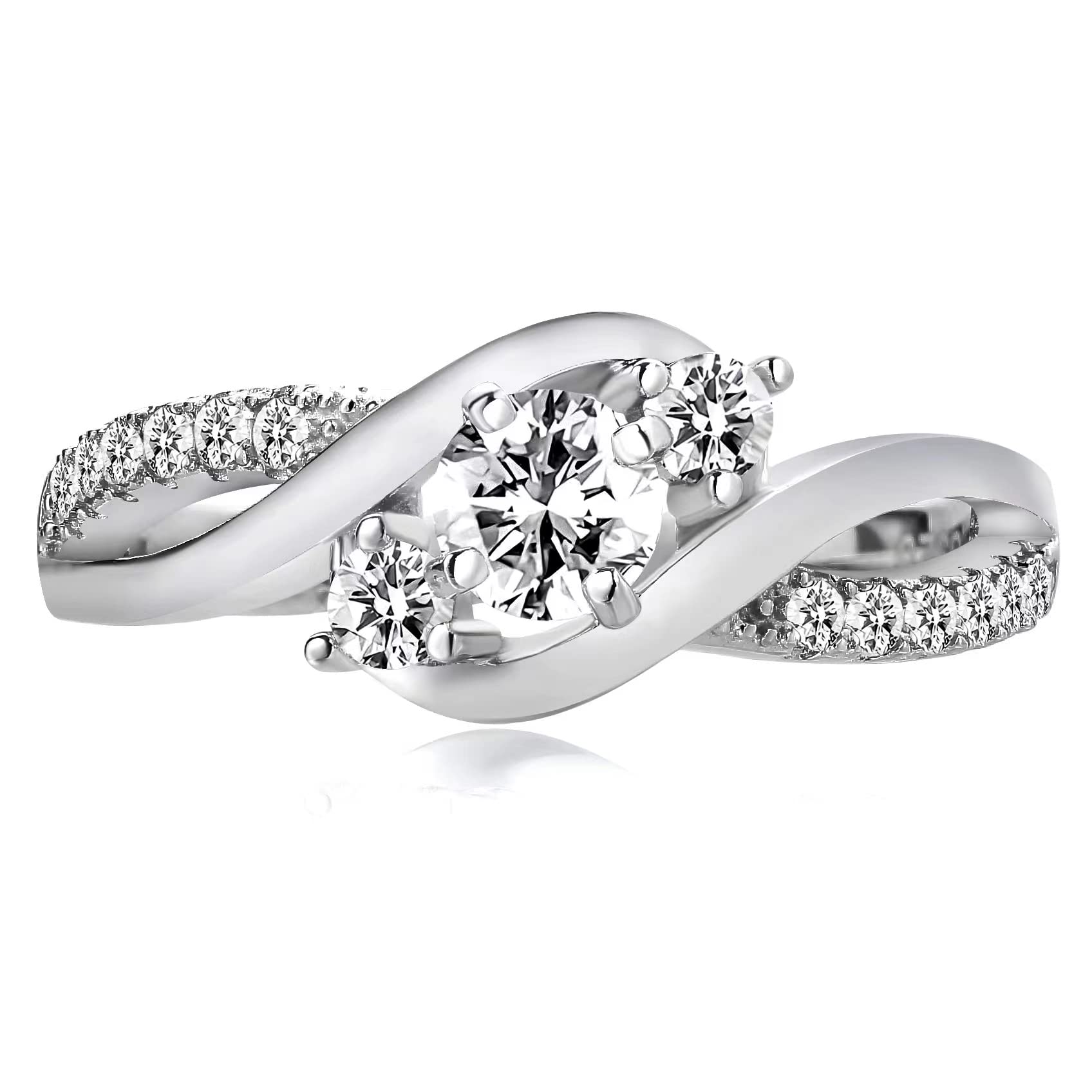 Ct Three Stone Moissanite Engagement Rings For Women