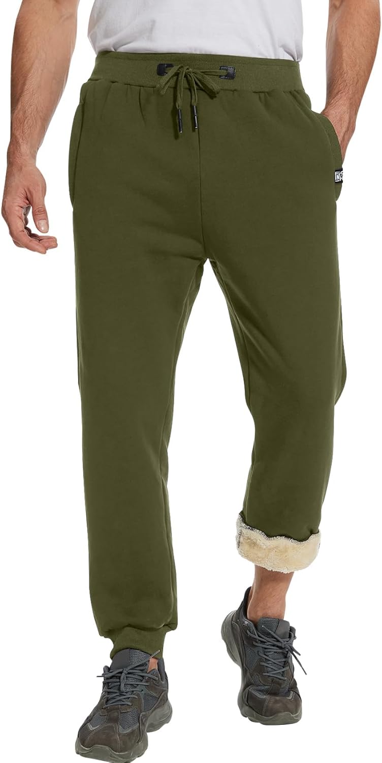 Flygo Men's Fleece Pants Winter Warm Joggers Pants Active Sherpa Lined Sweatpants - Image 2