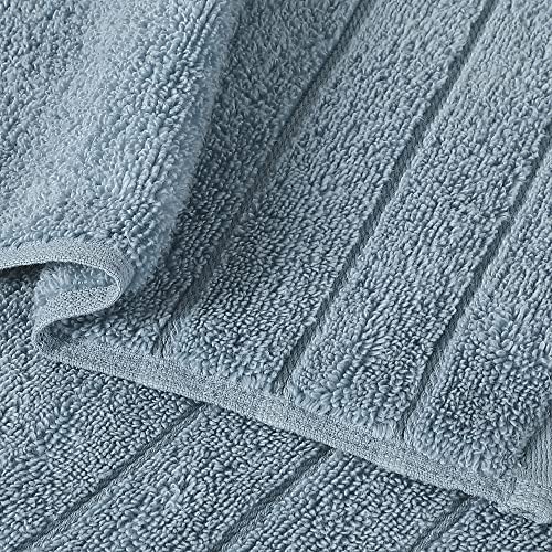 Image of Anne Klein 6-Piece Reverie Towel Set, 2 Bath Towels, 2 Hand Towels, 2 Wash Cloths, 100% Cotton, Chambray Blue