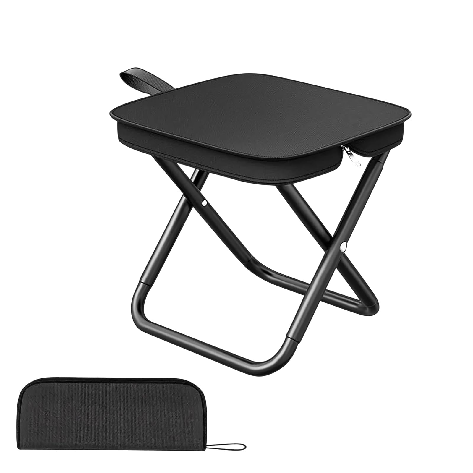 Aartner folding stool,camping stools folding lightweight with carry bag,Collapsible Slacker Chairs,portable seats foldable stretch seat for adults Outdoor Hiking (Black-Large)