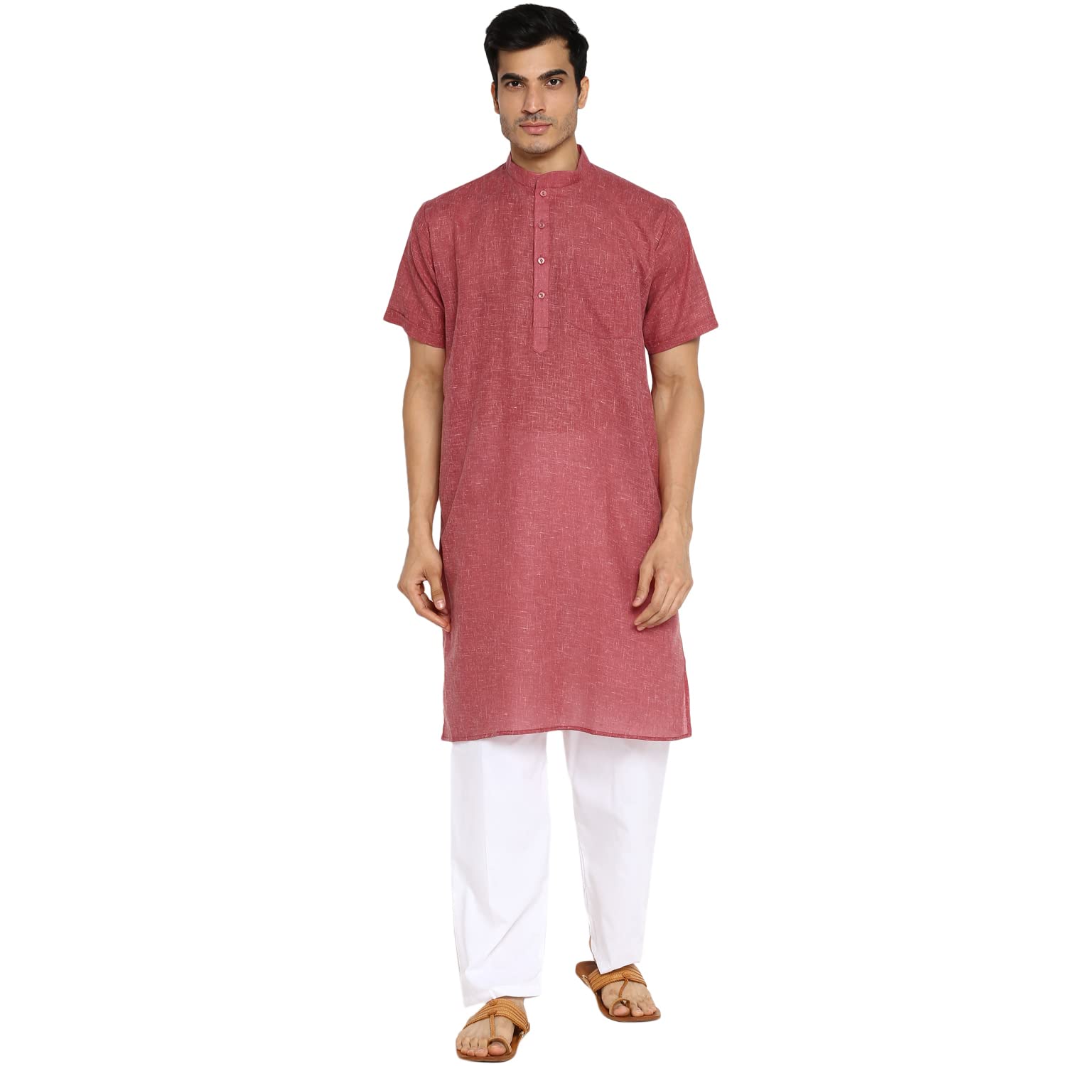 royal kurta Mens Cotton Linen Half Sleeve Kurta Pyjama-picture-35