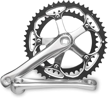 Road Bike Square Hole Crank Crank Set Folding Bicycle Bicycle Aluminum Disc Steel Disc Silver, 6.5 inches 165 mm + 39-50 tons