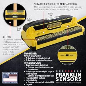 Franklin Sensors ProSensor MAX 13-Sensor Stud Finder, 2.5-in Deep Detection — photo 5 of 6