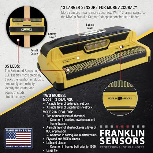 image for Franklin Sensors ProSensor MAX Stud Finder with 13-Sensors, Wood & Met