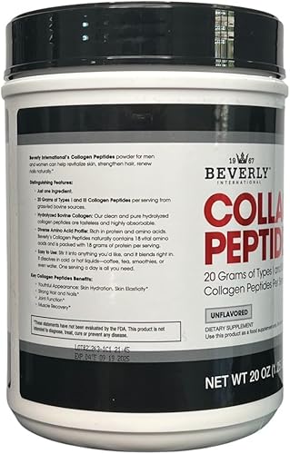 Miniatura 4 de Beverly International Polvo de proteína de péptidos de colágeno. Aspecto juvenil piel, cabello, uñas, huesos y salud de las articulaciones. Fácil de