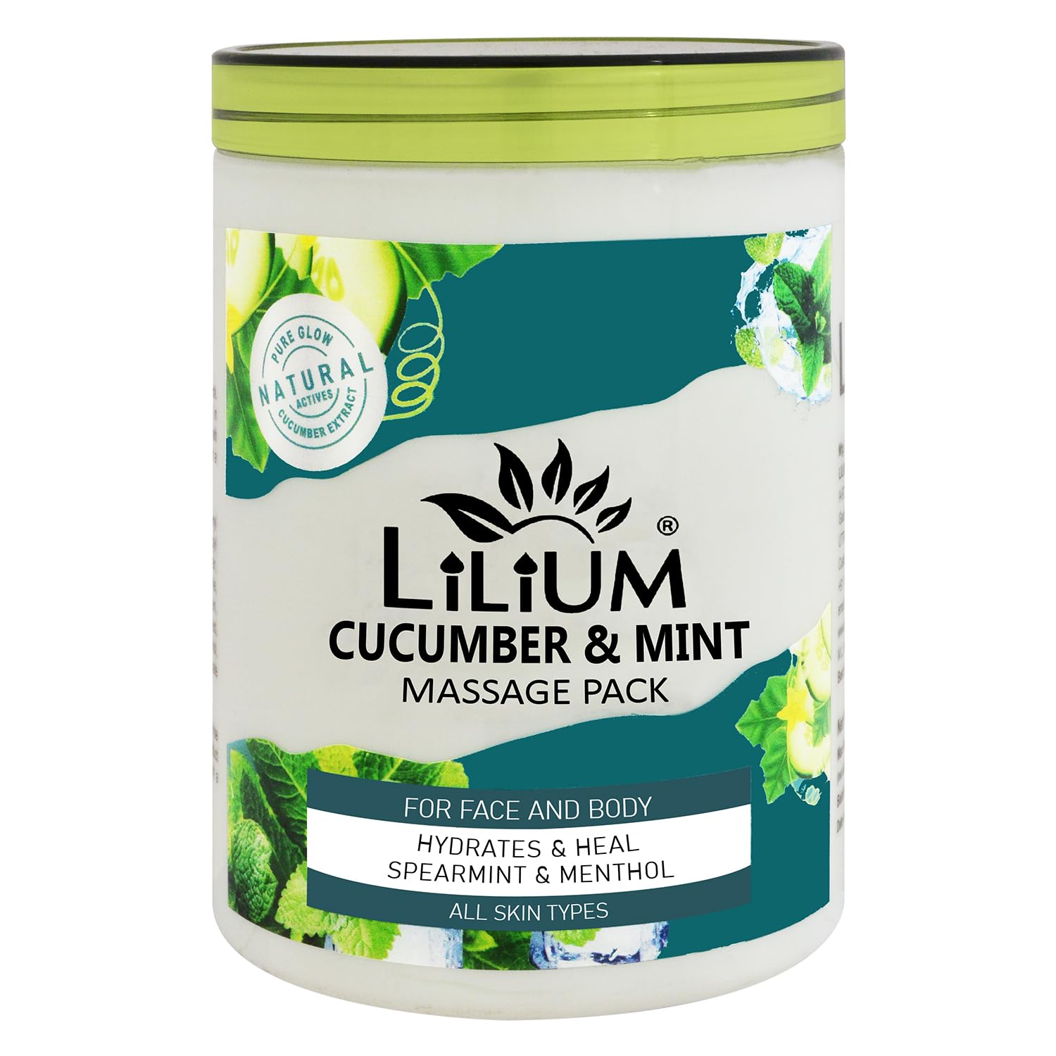 Lilium Revitalizing Radiance Face Pack Cucumber & Mint 500ml | Refreshing Symphony of Nature's Elixir | Heals UV Damage & Sun Burn | Cooling Sensation & Glowing Skin Bliss | Suitable All Skin Types