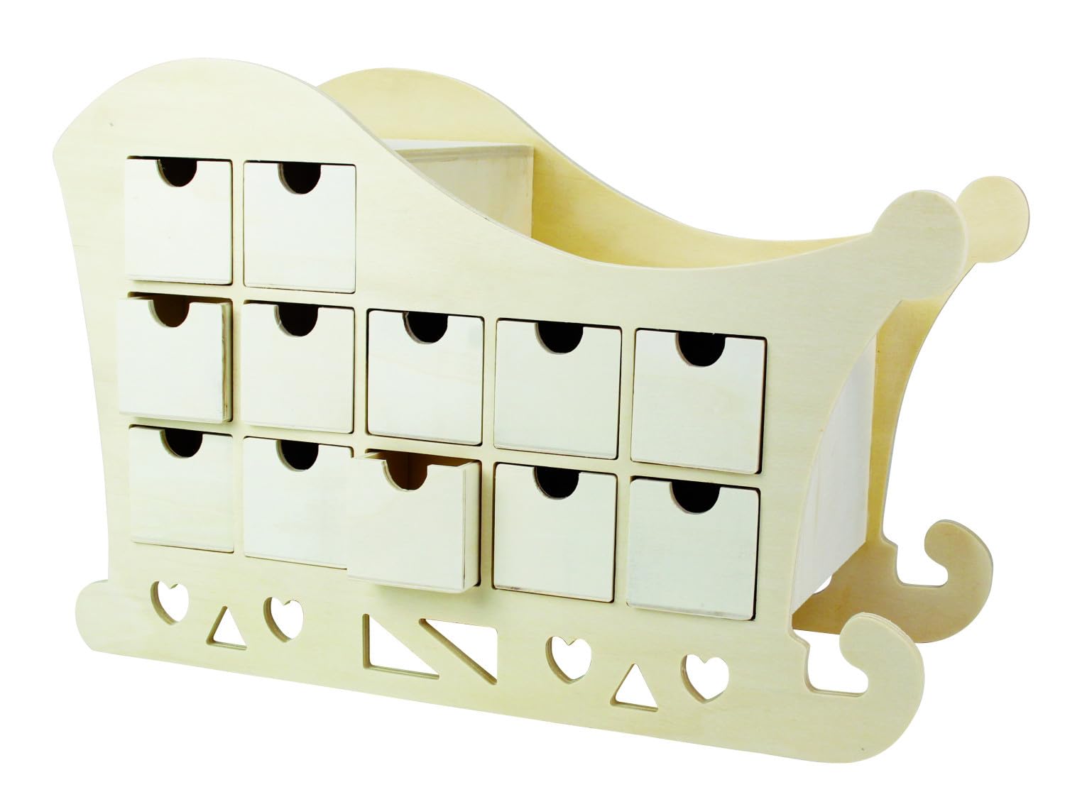 Calendrier de l'Avent traineau Bois 37,5x25x17cm