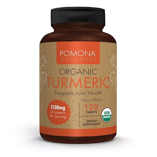 Pomona Wellness Suplemento orgánico de cúrcuma de 1,400 mg, curcumina de cúrcuma con pimienta negra para absorción, para apoyo articular, inmunidad