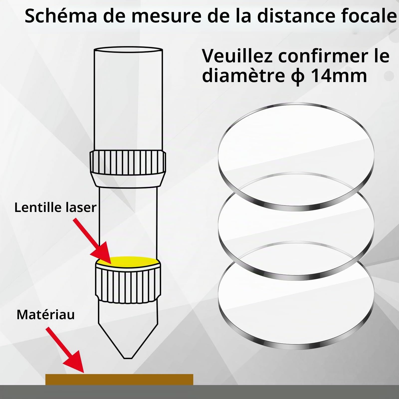 Copkim Lot de 10 lentilles de protection laser de 14 mm compatibles avec D1, D1 Pro, M1 Series Machine de gravure 10 W 20 W Module de diode
