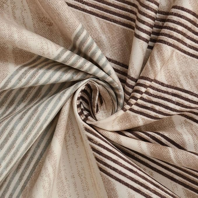 Image of COVE & HUES Cotton Diwan Set Covers |8 Pieces Diwan Cover Set|300 TC Fabric| Pure Cotton Printed Deewan Set (1 Single Bedsheet, 2 Bolster Covers, 5 Cushion Covers)|Beige Zigzag|KC 13