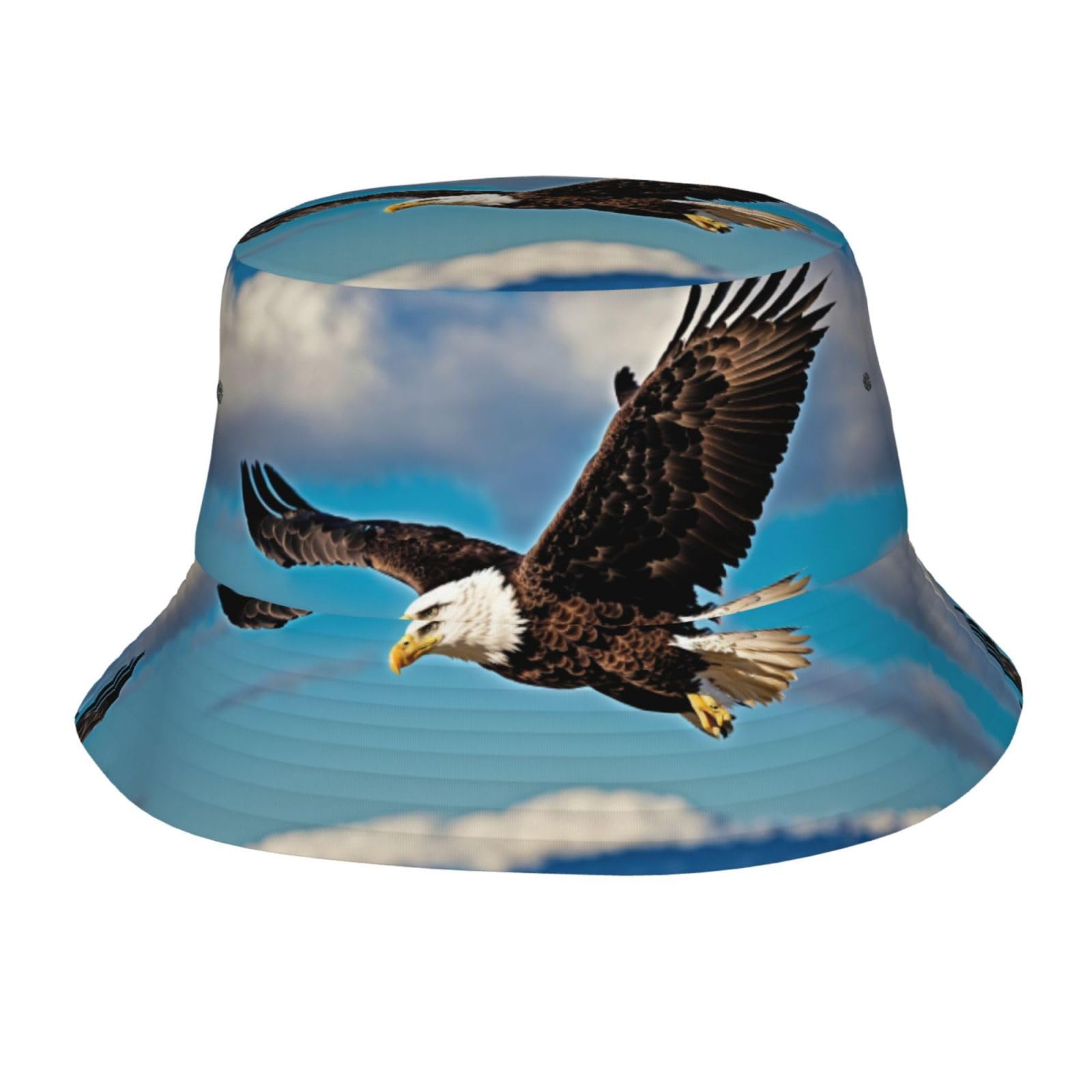 Flying Eagle Print Bucket Hat for Women Men Summer Bucket Hat Sun Hat for Trips Camping Hiking Fishing Black